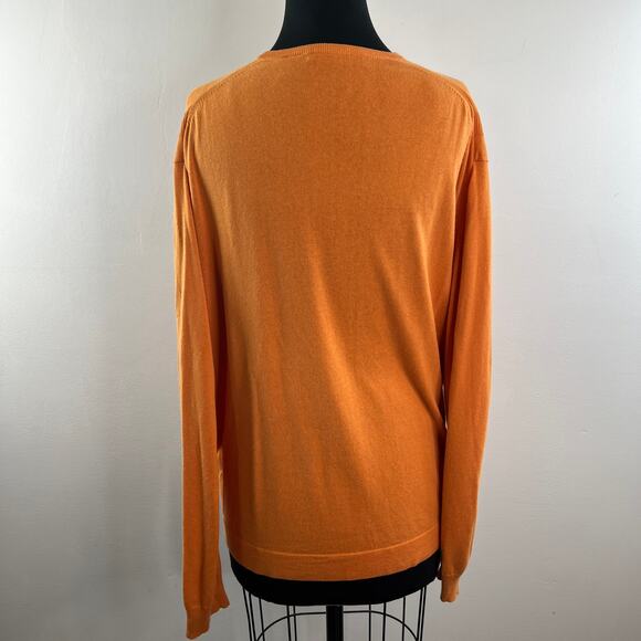 Jhane Barnes Orange Sweater Silk Cashmere Knit Crew Neck Pullover Sz Large L - Picture 5 of 8